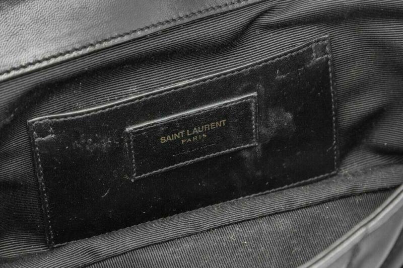 Saint Laurent Monogram Collège Medium Envelope Chain Black Leather Shoulder Bag