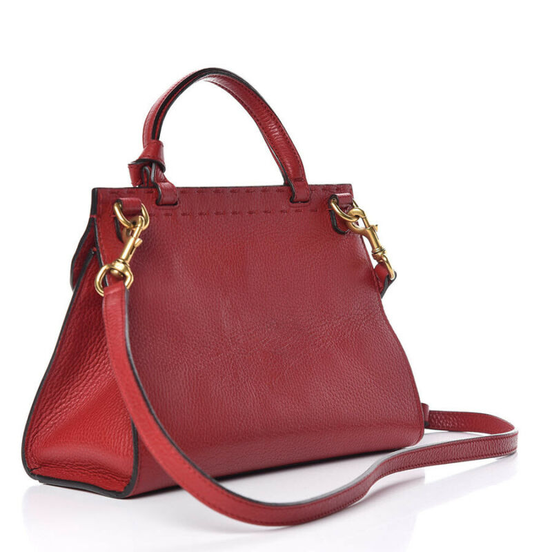 Gucci GG Marmont Top Handle Calfskin Mini Vulcanic Red Leather Shoulder Bag