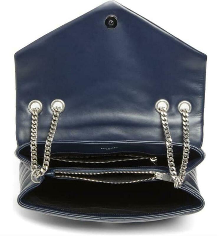 Saint Laurent Monogram Loulou Medium Navy Blue Calfskin Leather Shoulder Bag