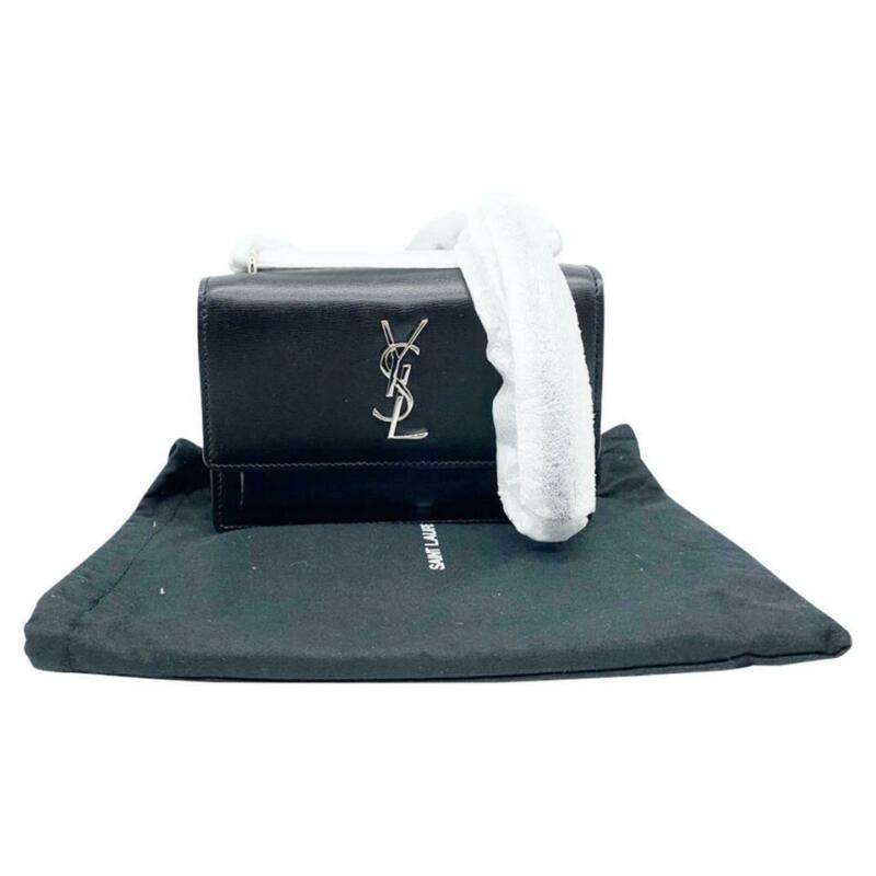 Saint Laurent Wallet on Chain Sunset Monogram Ysl Small Calf Black Leather
