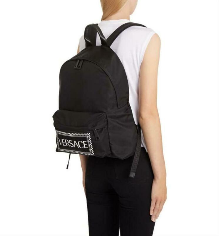 Versace 905 Vintage Logo Black Nylon Backpack