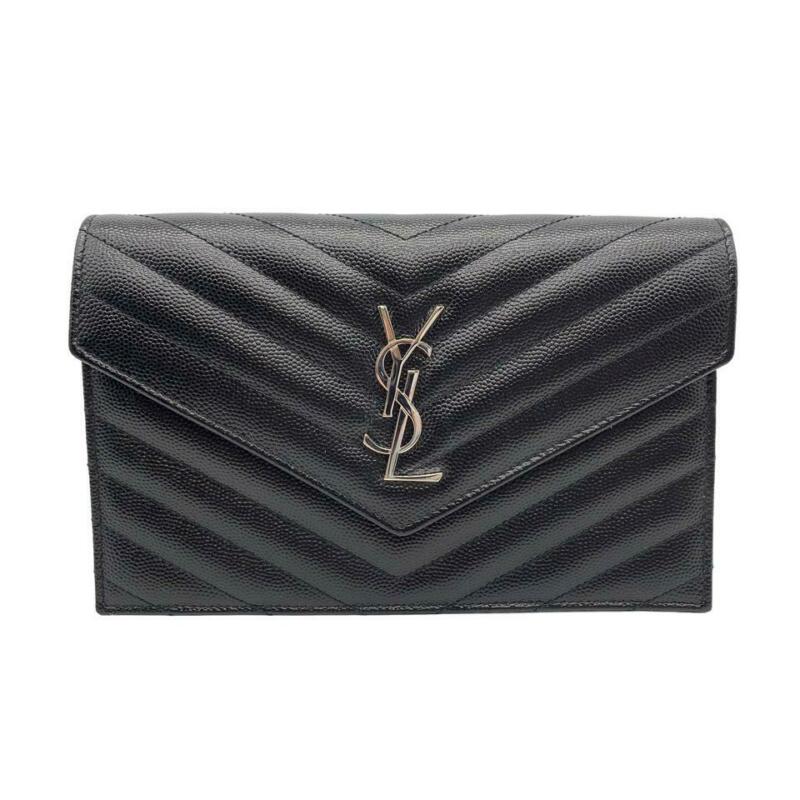 Saint Laurent Chain Wallet Envelope Woc Monogram Black Leather Cross Body Bag