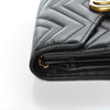 Gucci GG Chain Wallet Marmont Calfskin Black Matelassé Chevron Leather CrossBody