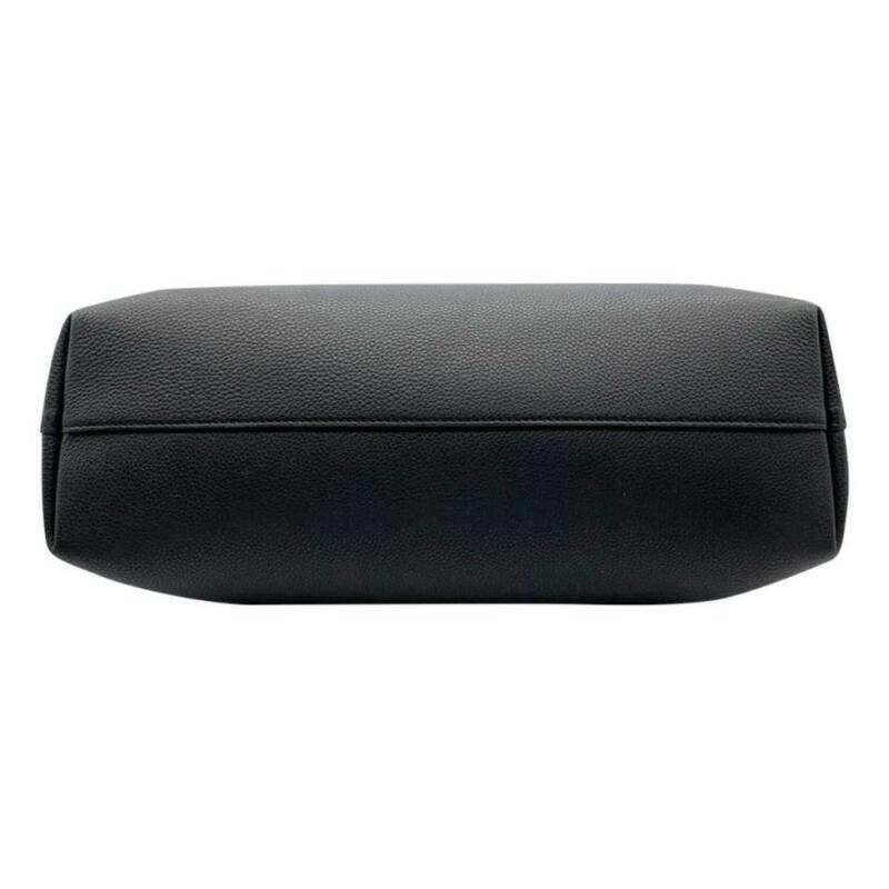 Valentino Medium Vee Ring Black Grained Leather Shoulder Bag