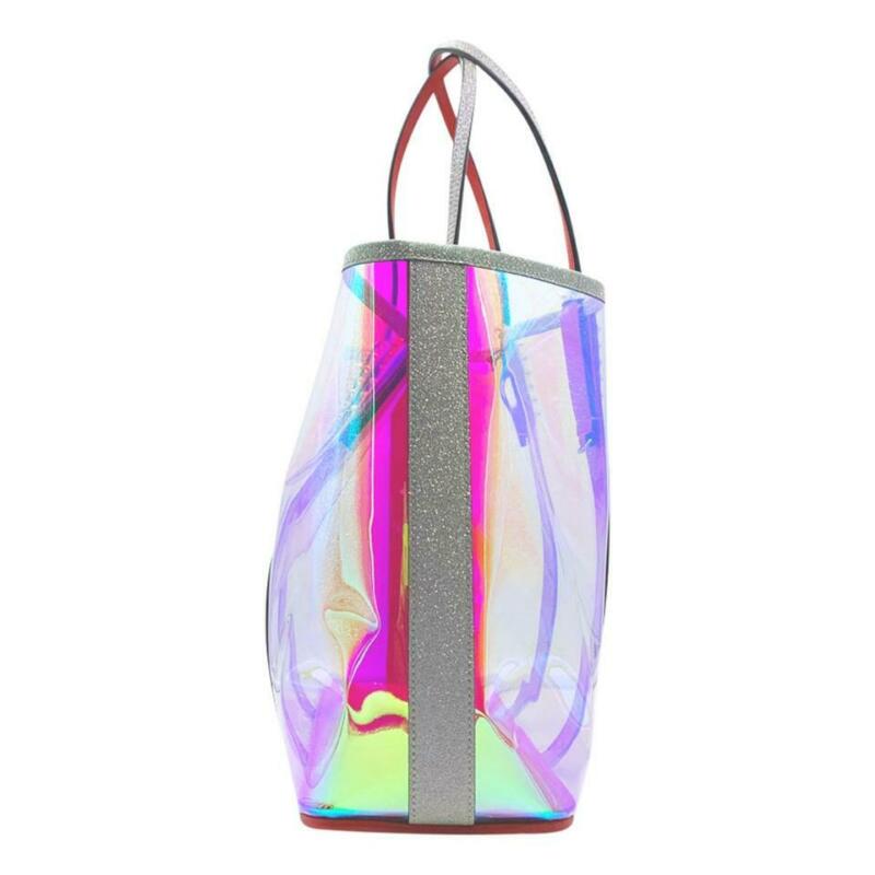 Christian Louboutin Cabata Transparent Glitter Sunset Silver Pvc Tote
