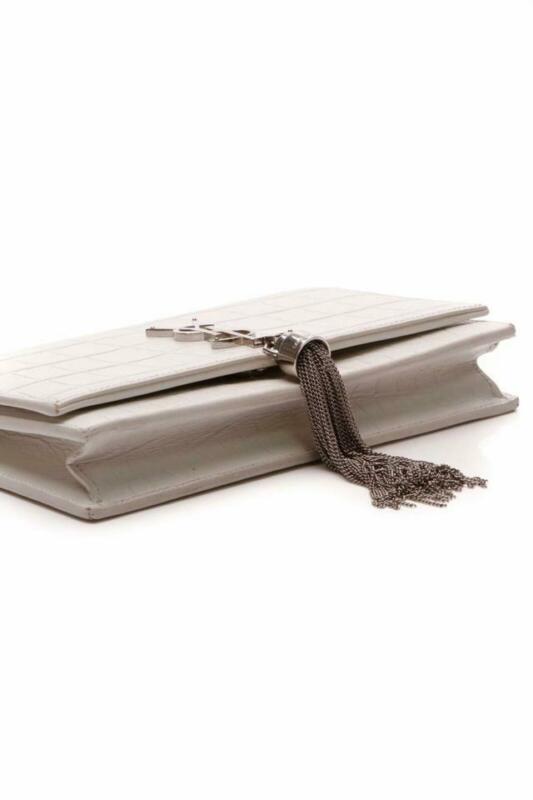 Saint Laurent Monogram Kate Chain Wallet Crocodile Calfskin Monogram Tassel