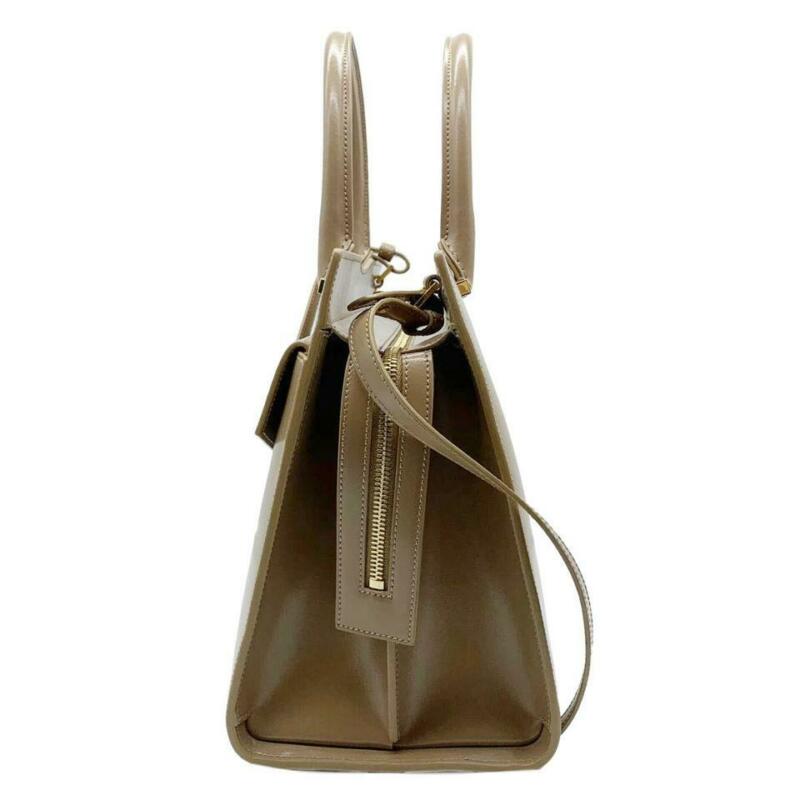 Saint Laurent Cabas Uptown Small Satchel Beige Leather Tote