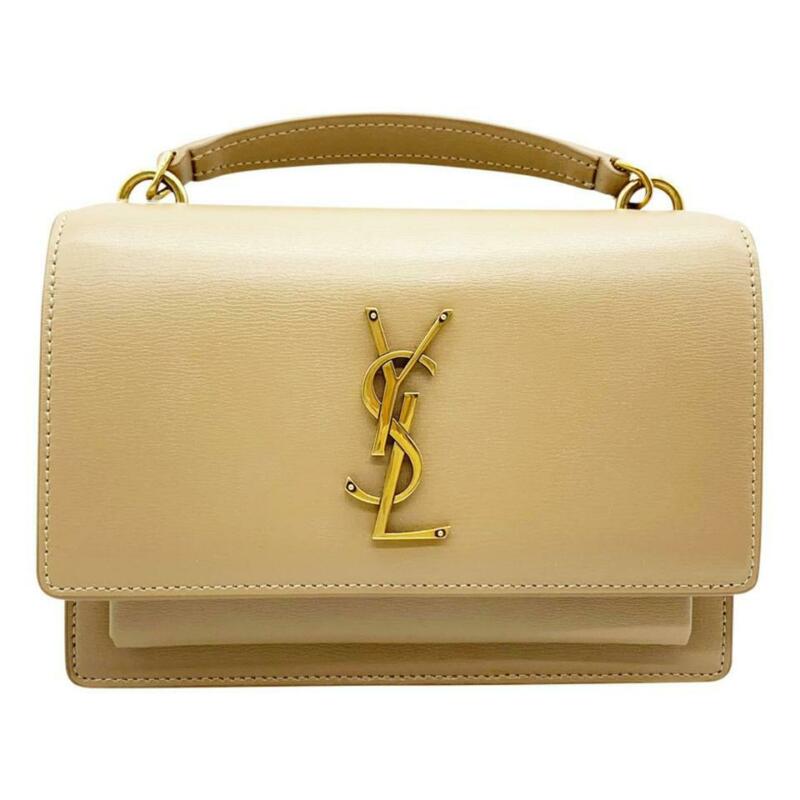 Saint Laurent Wallet on Chain Sunset Ysl Monogram Beige Leather Shoulder Bag