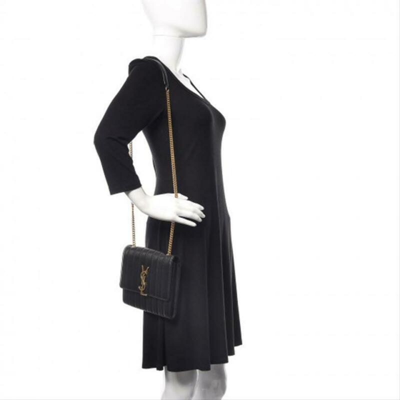 Saint Laurent Chain Wallet Vicky Monogram Black Leather Shoulder Bag