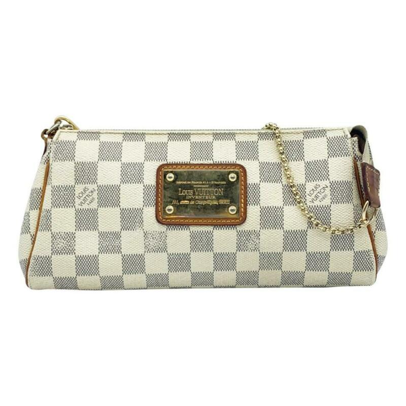 Louis Vuitton Pochette Clutch Eva White Damier Azur Canvas Shoulder Bag