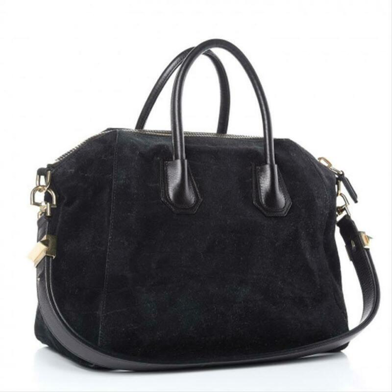 Givenchy Medium Antigona Black Suede Leather Shoulder Bag