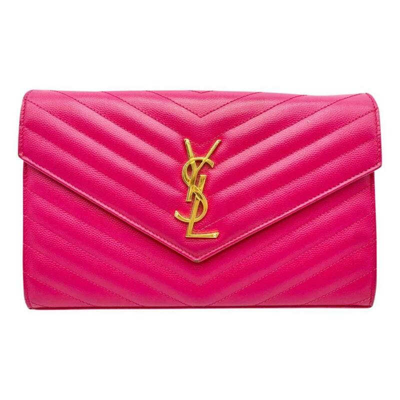 Saint Laurent Chain Wallet Medium Monogram Ysl Pink Leather Cross Body Bag