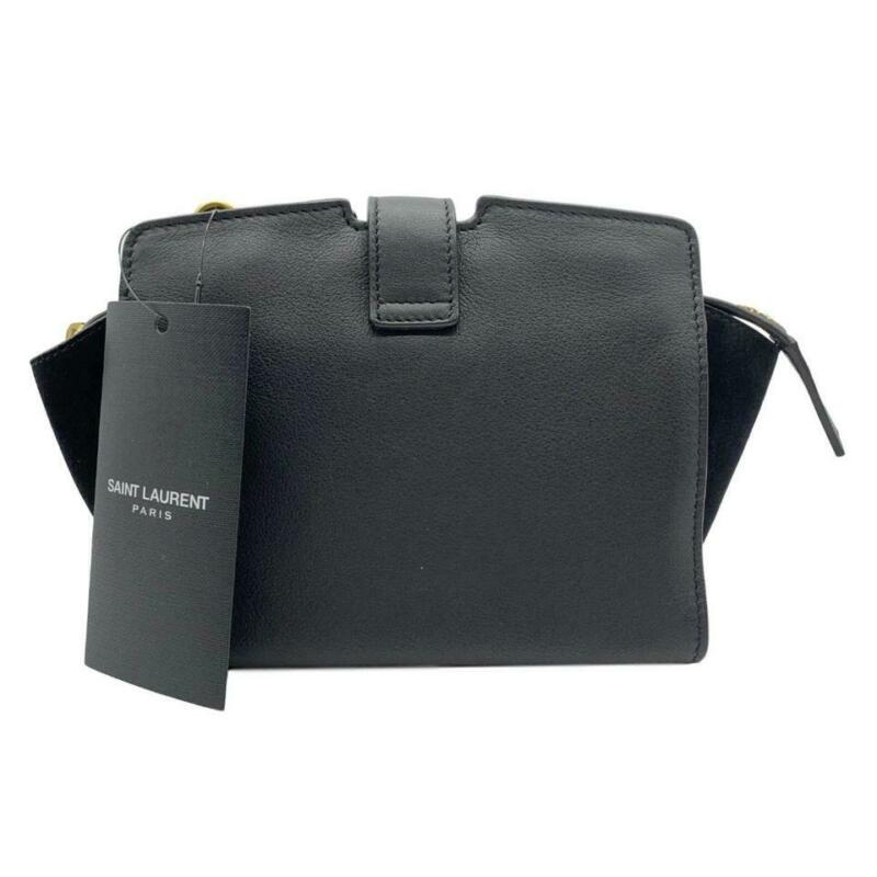 Saint Laurent Cabas Monogram Toy Suede Black Leather Cross Body Bag