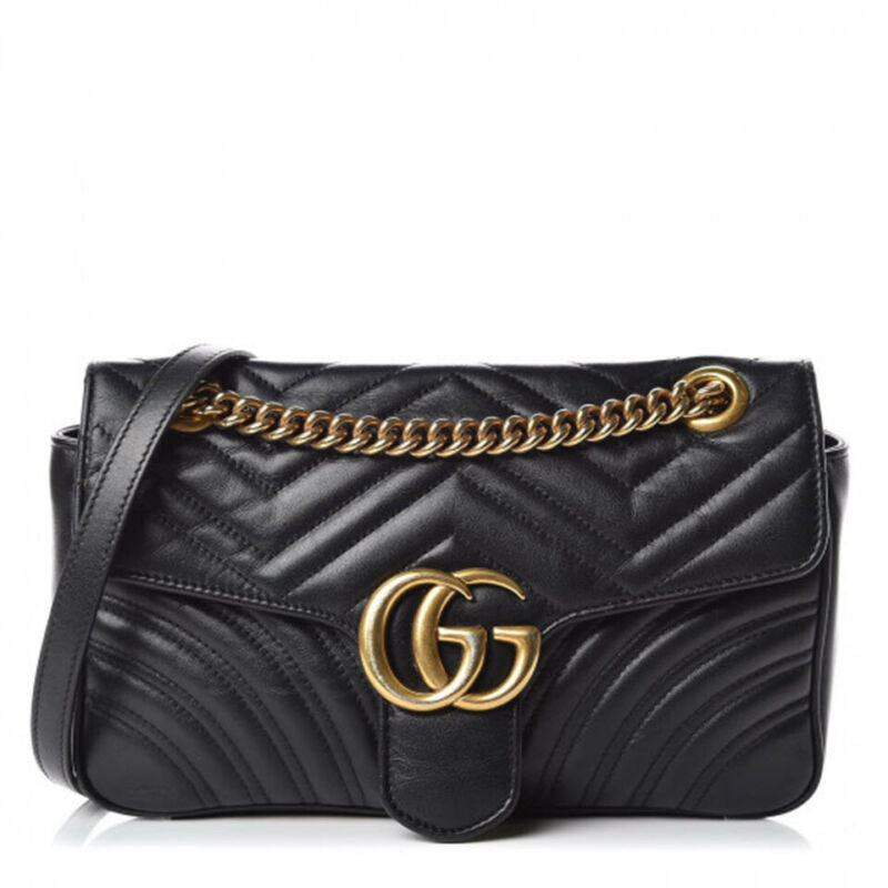 Gucci Marmont Small Gg Matelassé Black Calfskin Shoulder Bag
