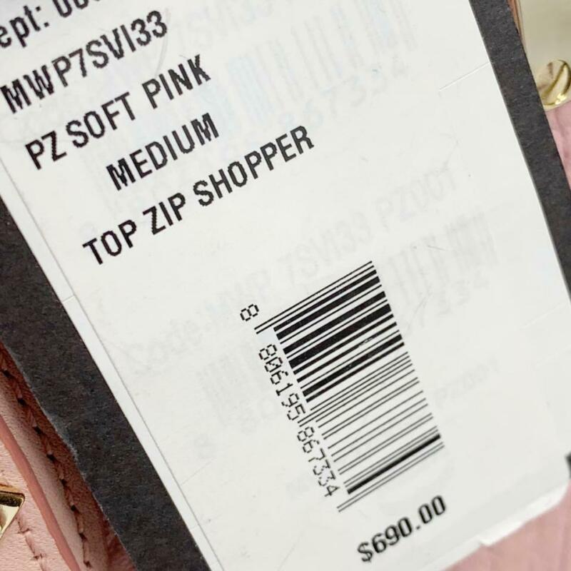 MCM Medium Anya Diamond Visetos Shopper Pale Light Pink Coated Canvas Tote