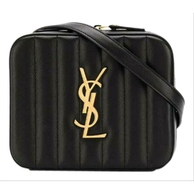 Saint Laurent Belt Vicky Quilted Black Leather Messenger Bag