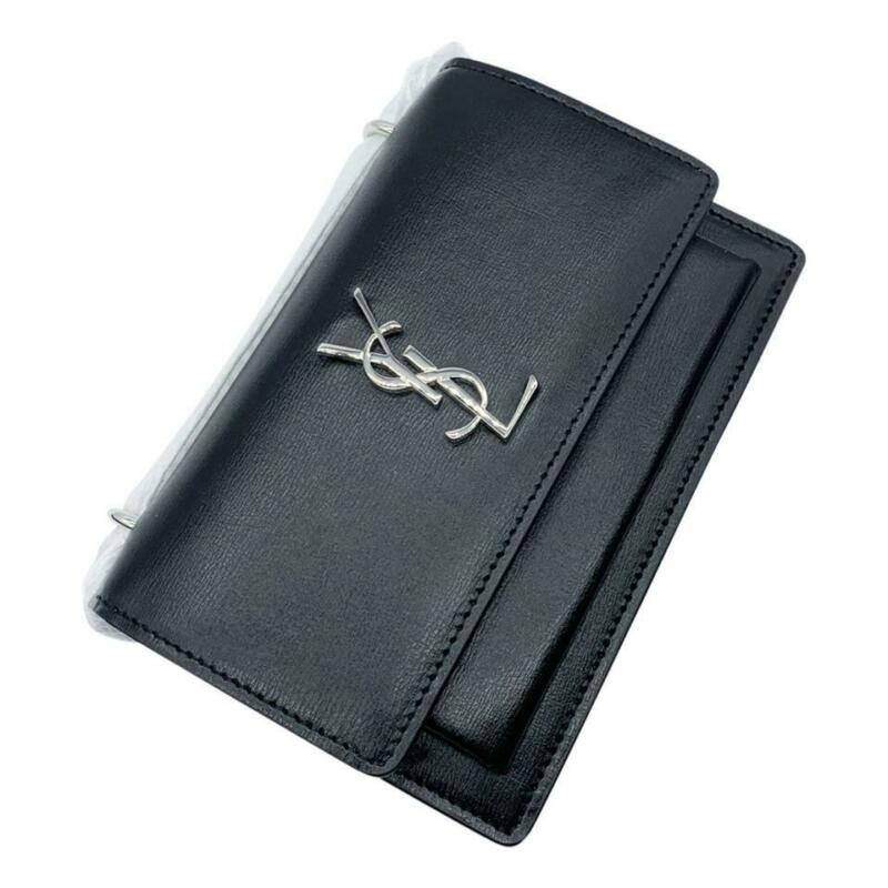 Saint Laurent Wallet on Chain Sunset Monogram Ysl Small Calf Black Leather