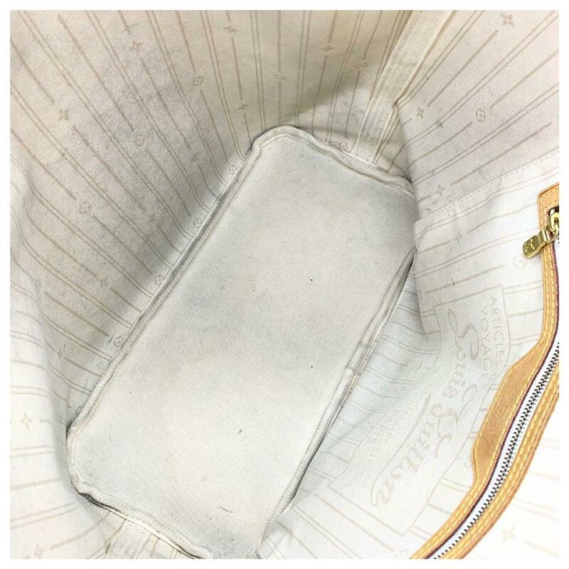 Louis Vuitton Neverfull Mm White Damier Azur Canvas Tote