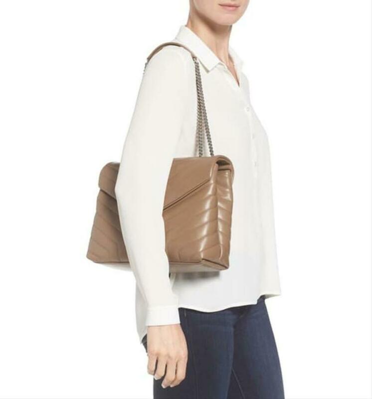 Saint Laurent Monogram Loulou Medium Deep Beige Calfskin Leather Shoulder Bag