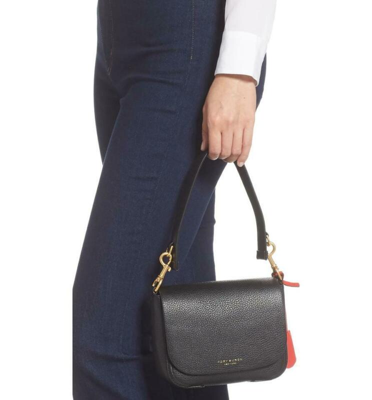 Tory Burch Crossbody Perry Black Calfskin Leather Shoulder Bag