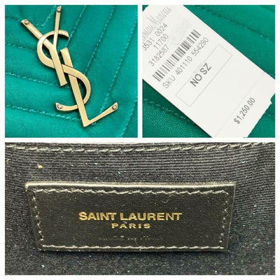 Saint Laurent Camera Lou Medium Ysl Monogram Quilted Green Velvet Cross Body Bag