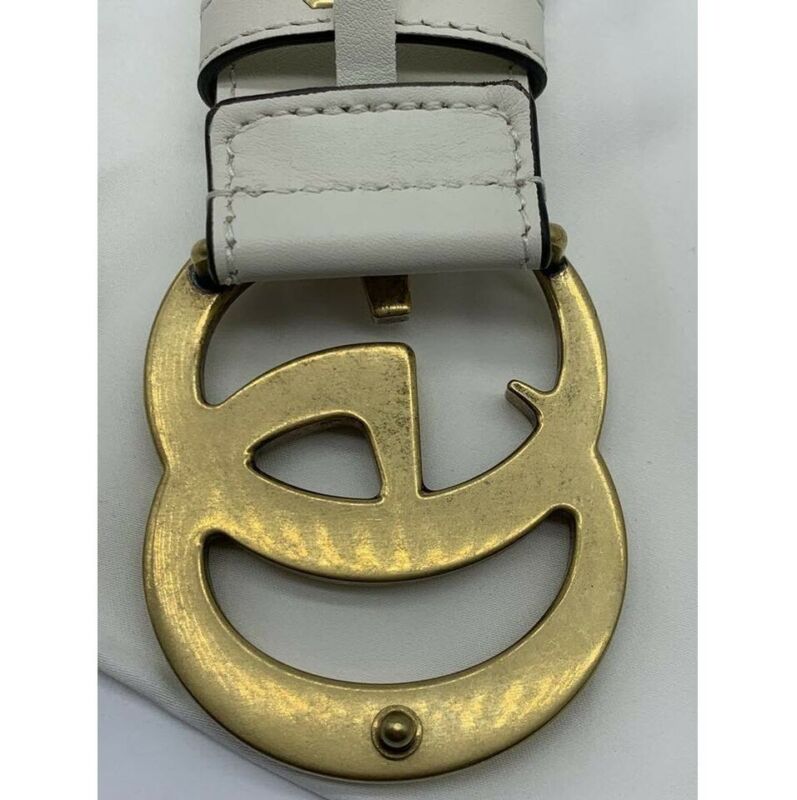 Gucci White Marmont Gg Leather 80 32 Belt