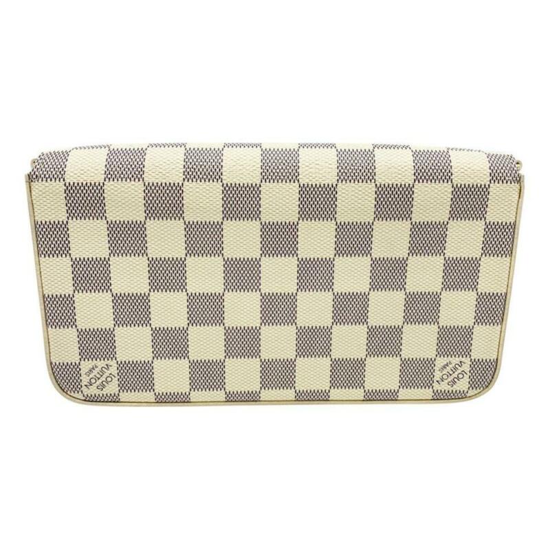 Louis Vuitton Pochette Felicie Chain Rose Ballerine White Damier Azur Canvas Cro