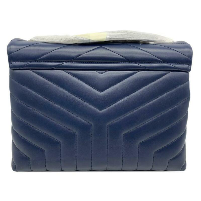 Saint Laurent Monogram Loulou Medium Navy Blue Calfskin Leather Shoulder Bag