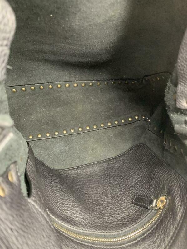 Valentino Pebbled Calfskin Rockstud Flip Lock Medium Black Leather Messenger Bag