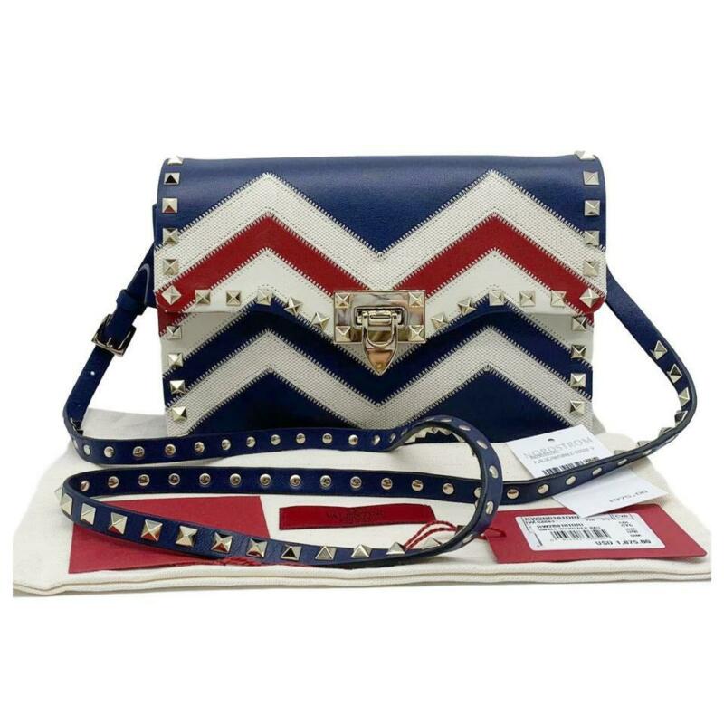 Valentino Shoulder Small Rockstud Blue Leather Cross Body Bag