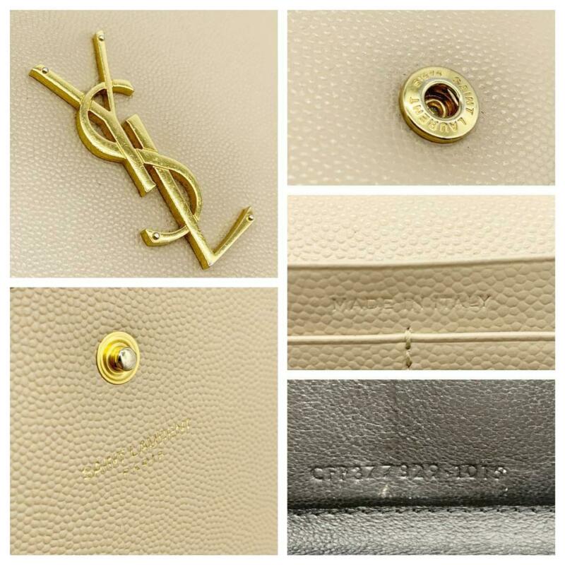 Saint Laurent Chain Wallet Medium Woc Beige Leather Shoulder Bag