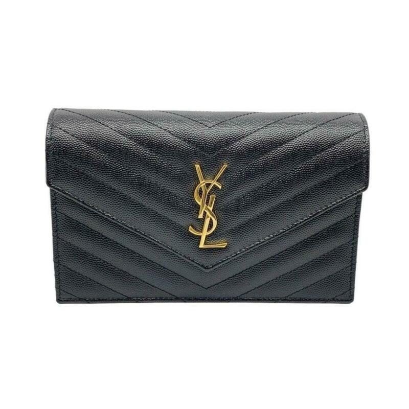 Saint Laurent Chain Wallet Small Black Leather Cross Body Bag