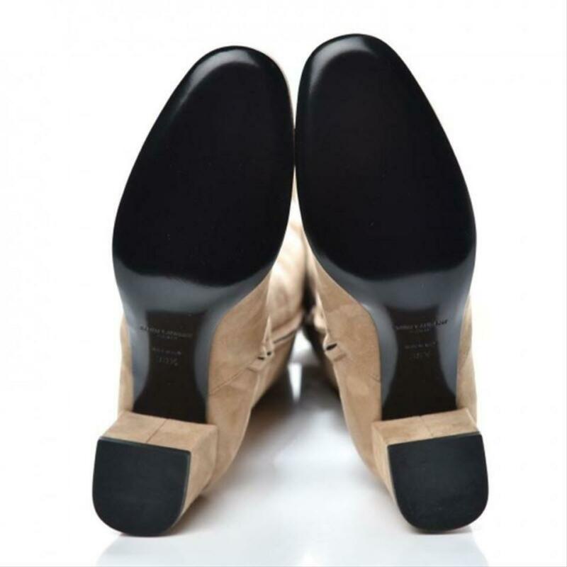 Saint Laurent Beige Suede Babies Over The Knee Boots/Booties