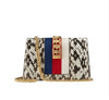 Gucci Sylvie Super Mini Floral-print Snake Wallet On A Chain White Cross Body