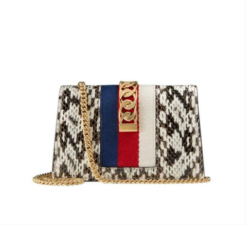 Gucci Sylvie Super Mini Floral-print Snake Wallet On A Chain White