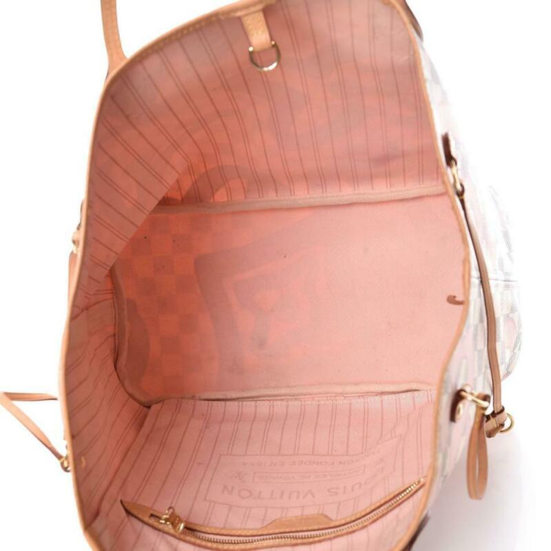 Louis Vuitton Neverfull Tahitienne Mm White Damier Azur Canvas Tote