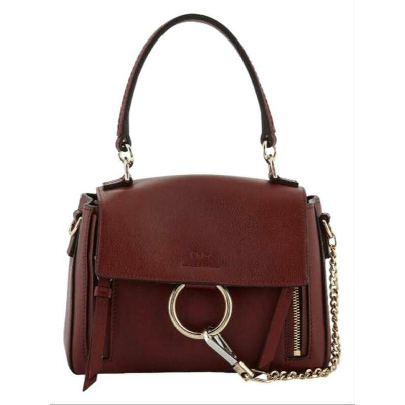 Chloé Faye Daye Mini Leather/Suede Red Leather Shoulder Bag