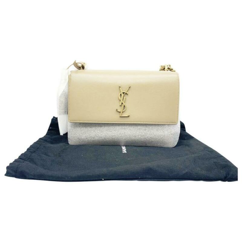 Saint Laurent Monogram Sunset Medium Beige Leather Shoulder Bag