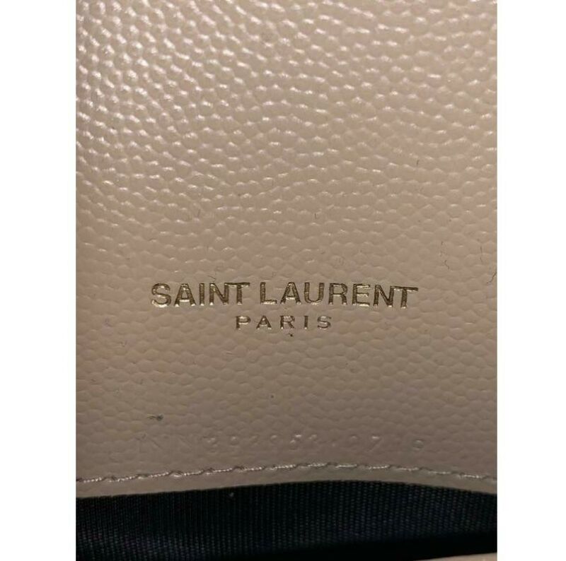 Saint Laurent Monogram Envelope Chain Wallet Small Poudre Beige Leather
