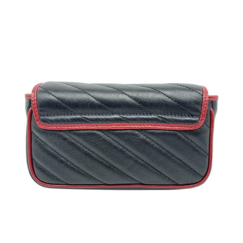 Gucci GG Shoulder Marmont Super Mini Black Leather Cross Body Bag