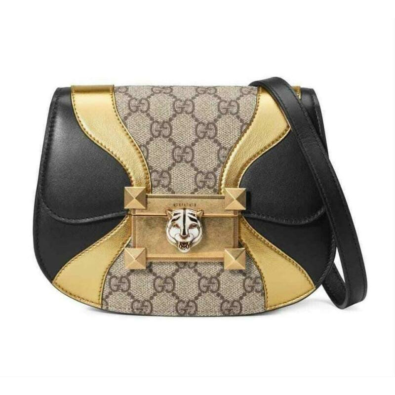 Gucci Osiride Mini Gg Supreme Leather Gold Brown Black Shoulder