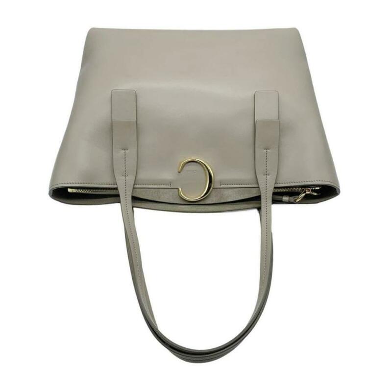 Chloé Medium C Calfskin Beige Leather Tote