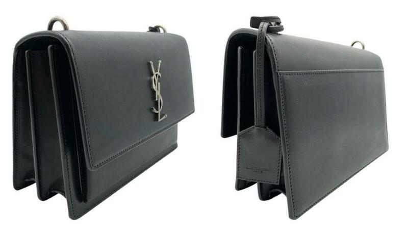 Saint Laurent Monogram Sunset Medium Braided Strap Black Leather Shoulder Bag