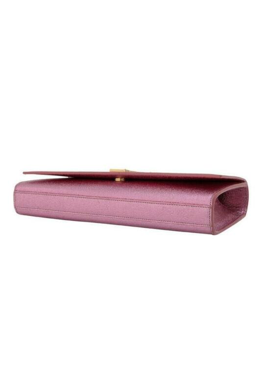 Saint Laurent Monogram Kate Cassandre Pink Leather Clutch
