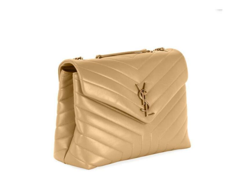 Saint Laurent Monogram Loulou Medium Calf Flap-top Beige Calfskin Leather