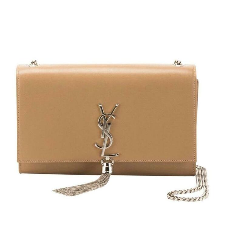 Saint Laurent Monogram Kate Medium Tassel Taupe Fonce Beige Leather Cross Body