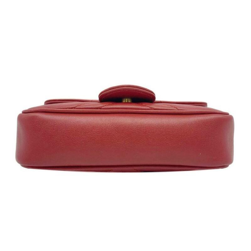 Gucci GG Marmont Super Mini Red Leather Cross Body Bag