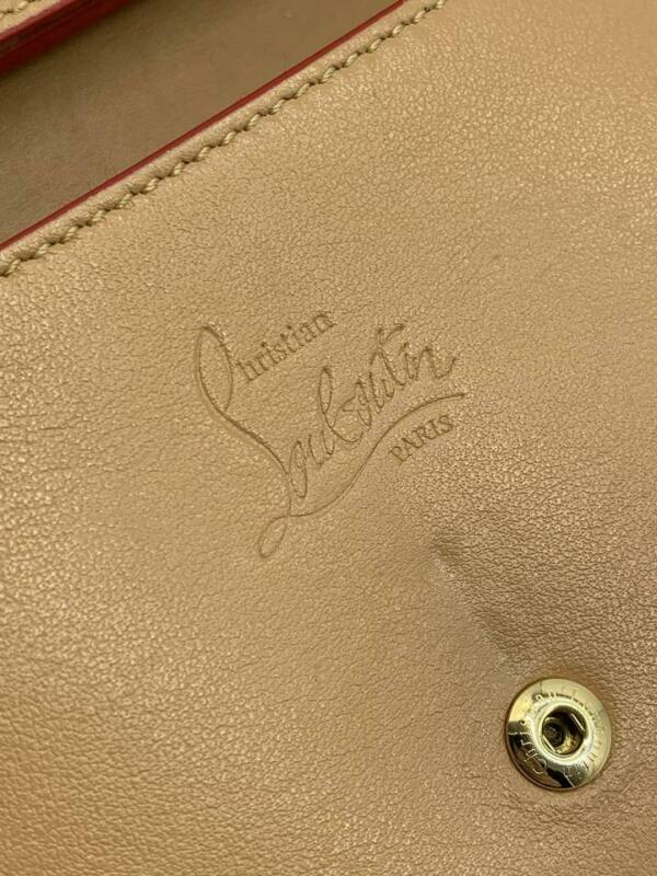 Christian Louboutin Macaron Spike Brown Leather Wristlet