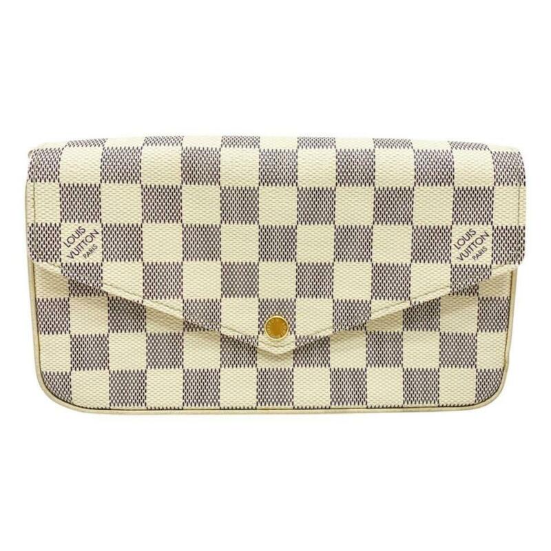 Louis Vuitton Pochette Felicie Chain Rose Ballerine White Damier Azur Canvas Cro