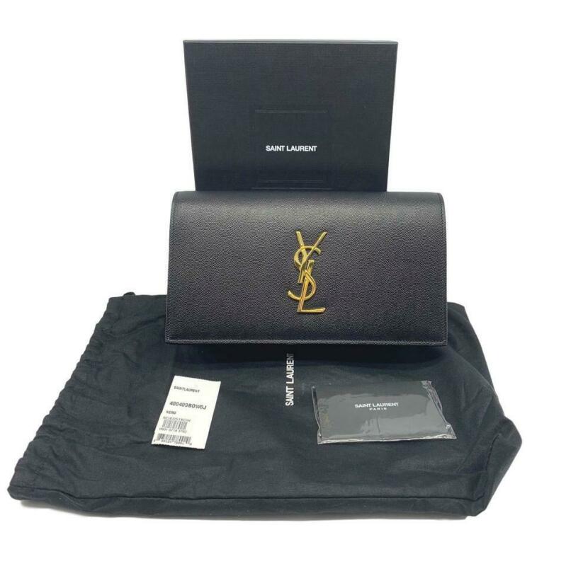 Saint Laurent Monogram Kate Grain De Poudre Classic Monogram Black Leather